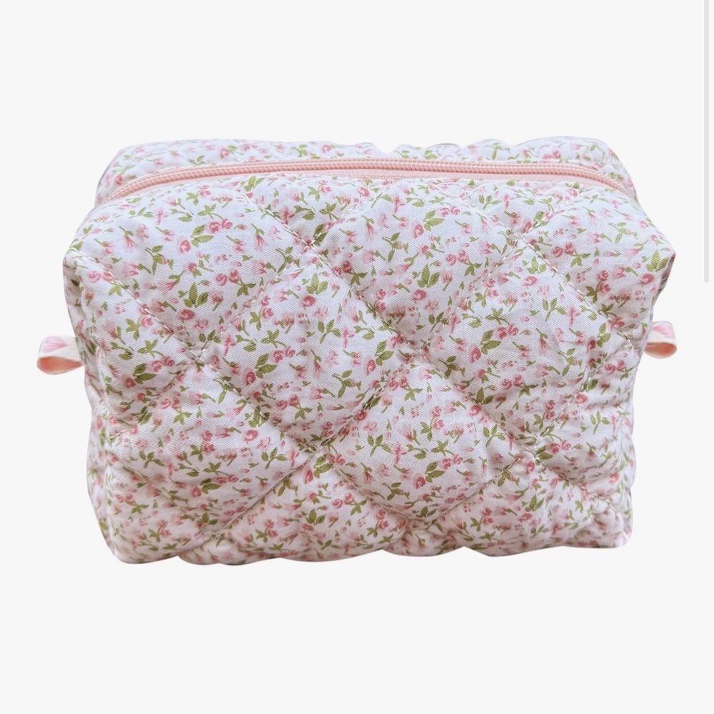 New Floral Quilted Cosmetic Bag